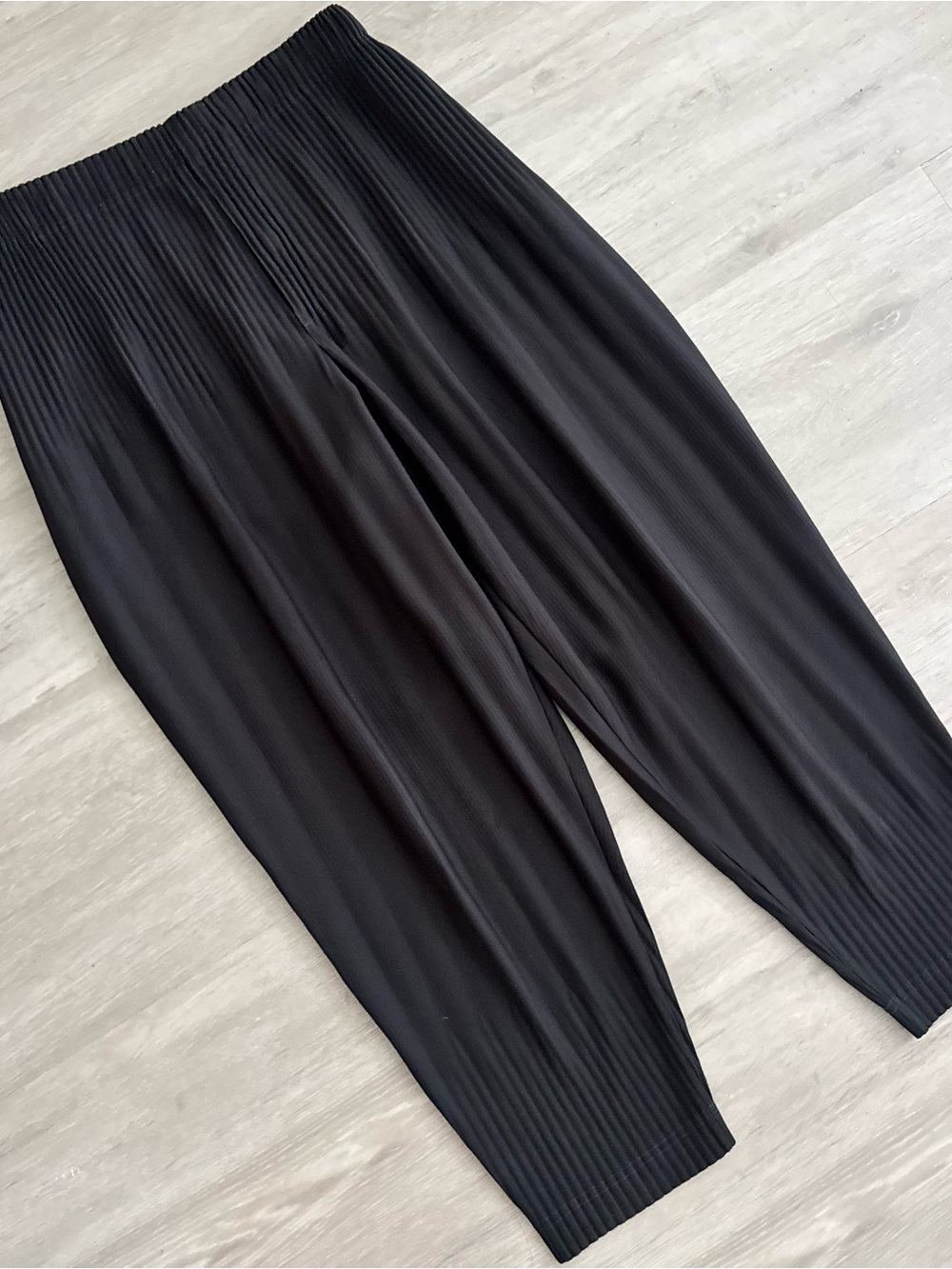 Issey Miyake Homme Plisse Black Pleated Wide-Leg Jogger Pants